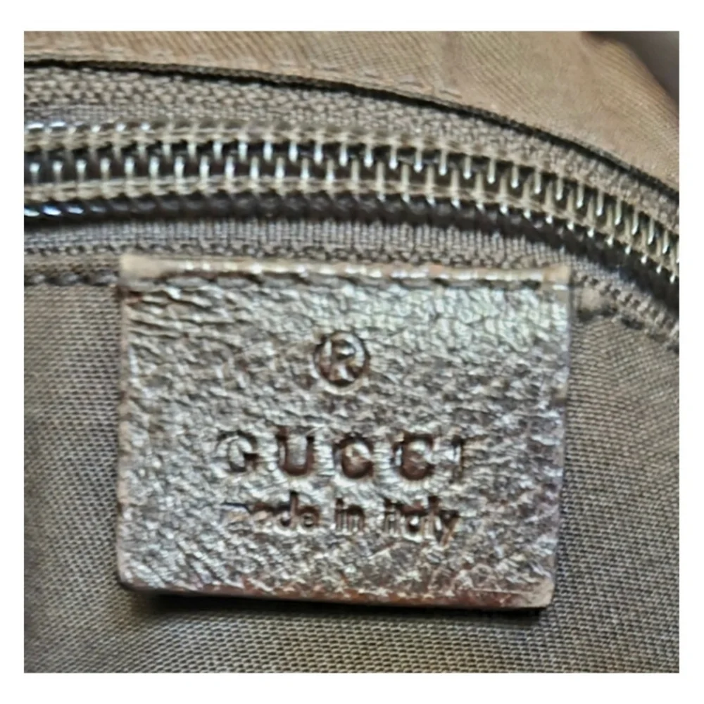 Auth. GUCCI Iconic Sherry Line GG Web Canvas Shoulder Bag W/Bee Applique - Picture 8 of 11